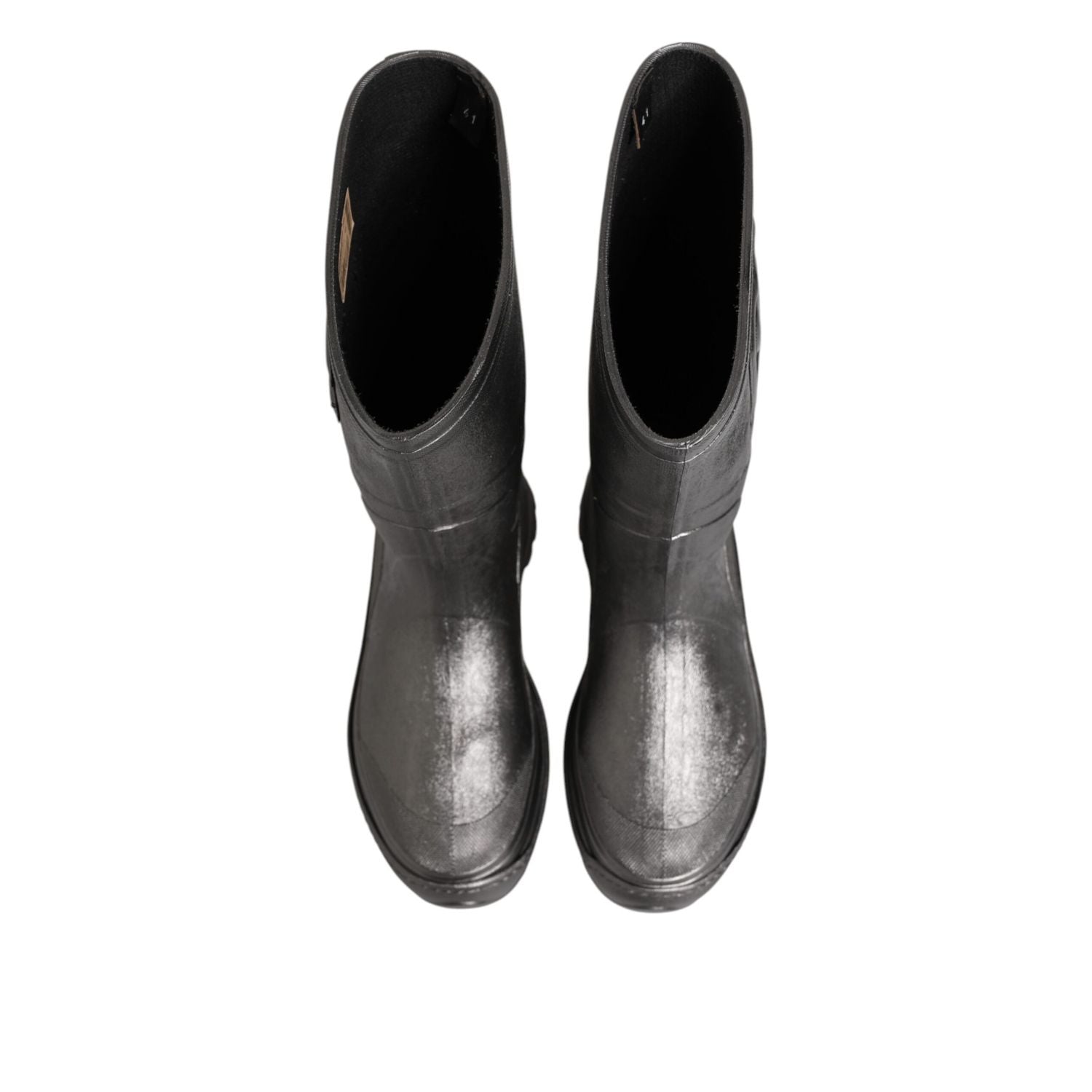 Dolce & Gabbana Black Argento Pull On Rain Boots Shoes