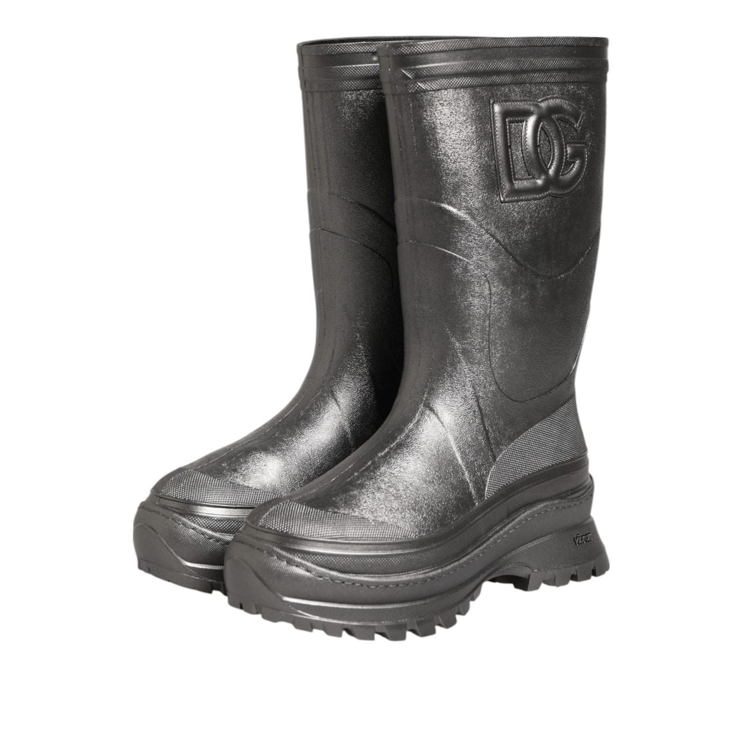 Dolce & Gabbana Black Argento Pull On Rain Boots Shoes