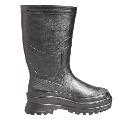 Dolce & Gabbana Black Argento Pull On Rain Boots Shoes