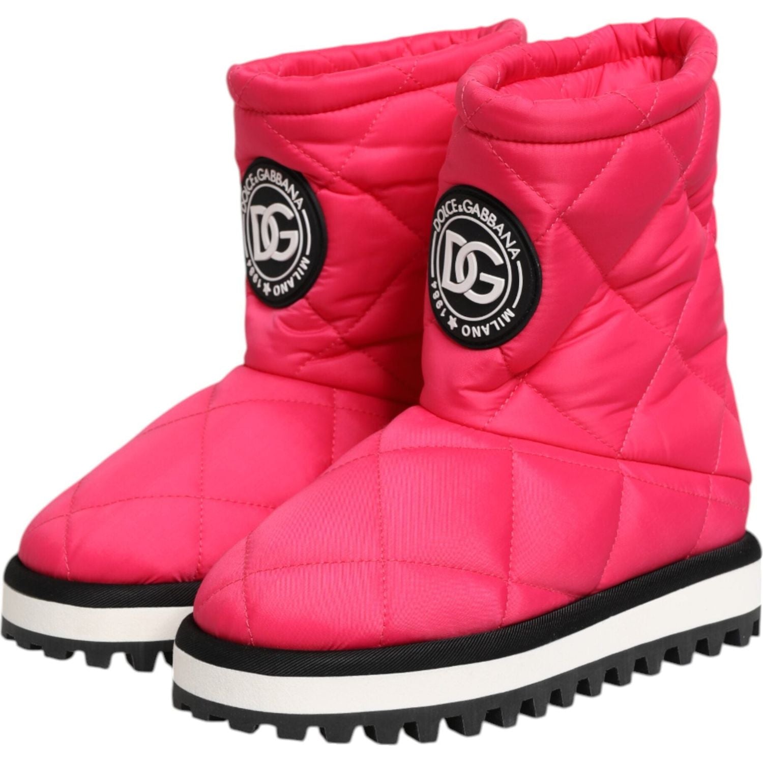 Dolce & Gabbana Pink White Viscose Padded Mid Calf Boots Shoes