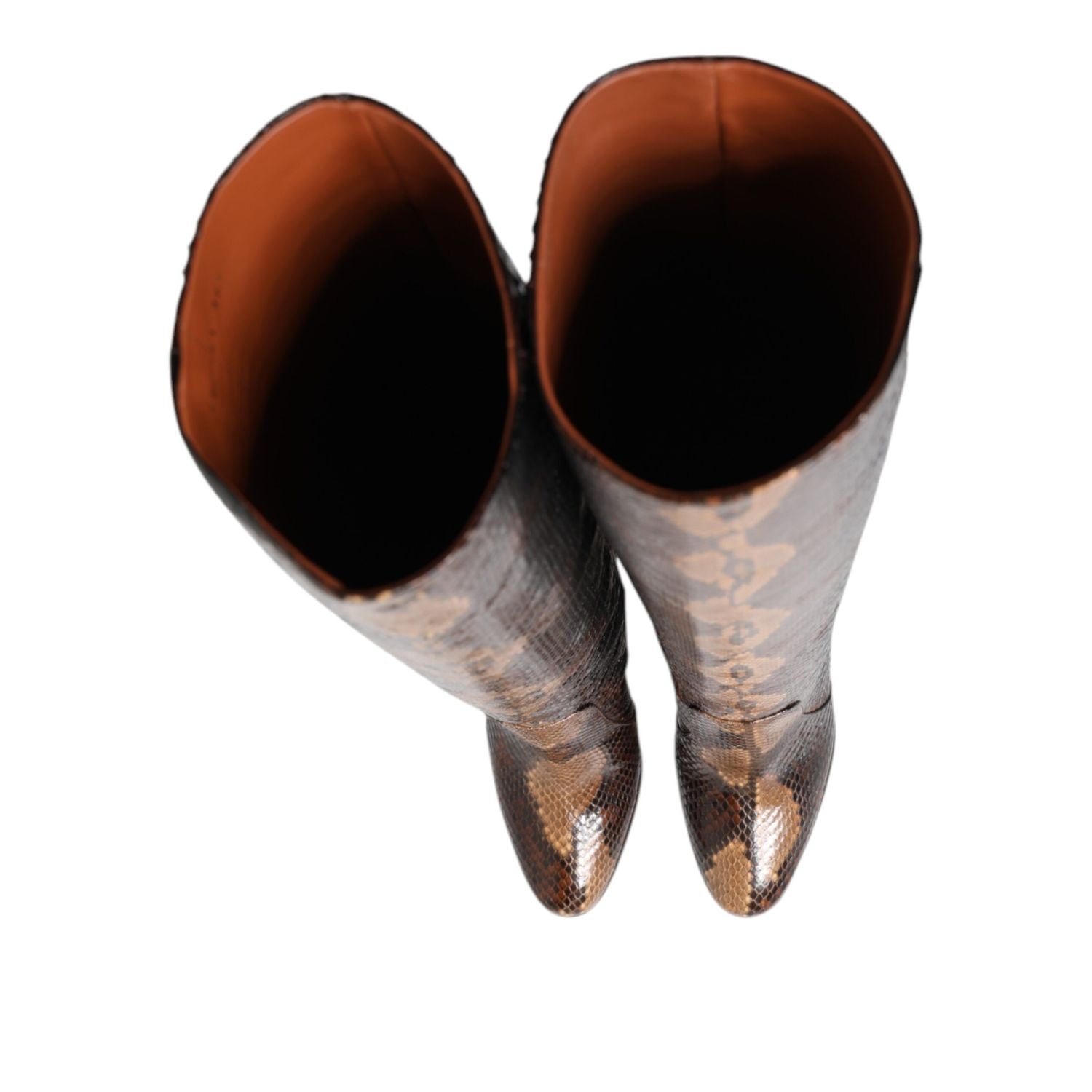 Dolce & Gabbana Brown Python Snakeskin Print Riding Boots Shoes