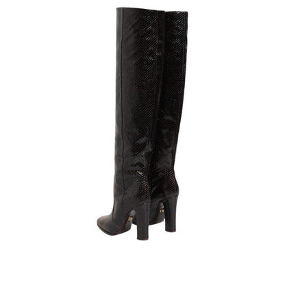 Dolce & Gabbana Brown Python Snakeskin Print Riding Boots Shoes