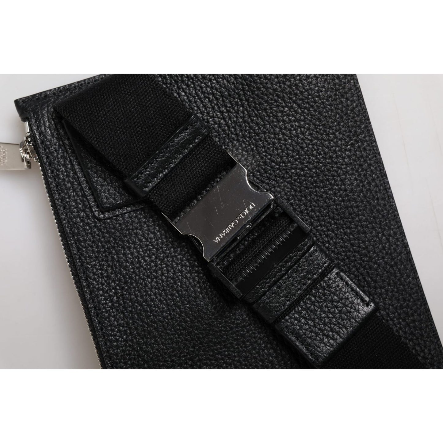 Dolce & Gabbana Black Leather Logo Embossed Waist Fanny Pack Bag