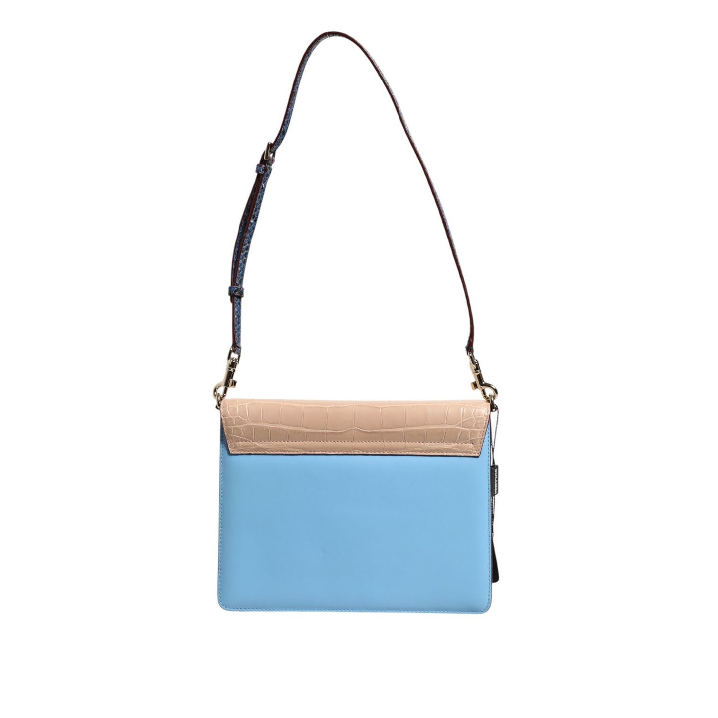 Dolce & Gabbana Blue Beige Exotic Leather LUCIA Crossbody Bag
