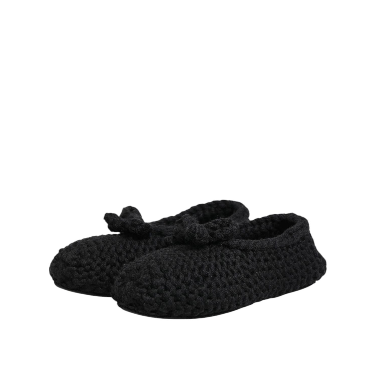 Dolce & Gabbana Black Wool Knit Slip On Ballerina Flats Shoes