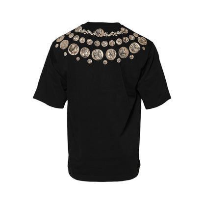 Dolce & Gabbana Black Coin Print Cotton Crew Neck T-shirt