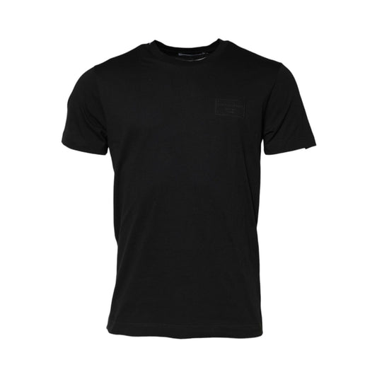 Dolce & Gabbana Black Logo Plaque Cotton Crew Neck T-shirt
