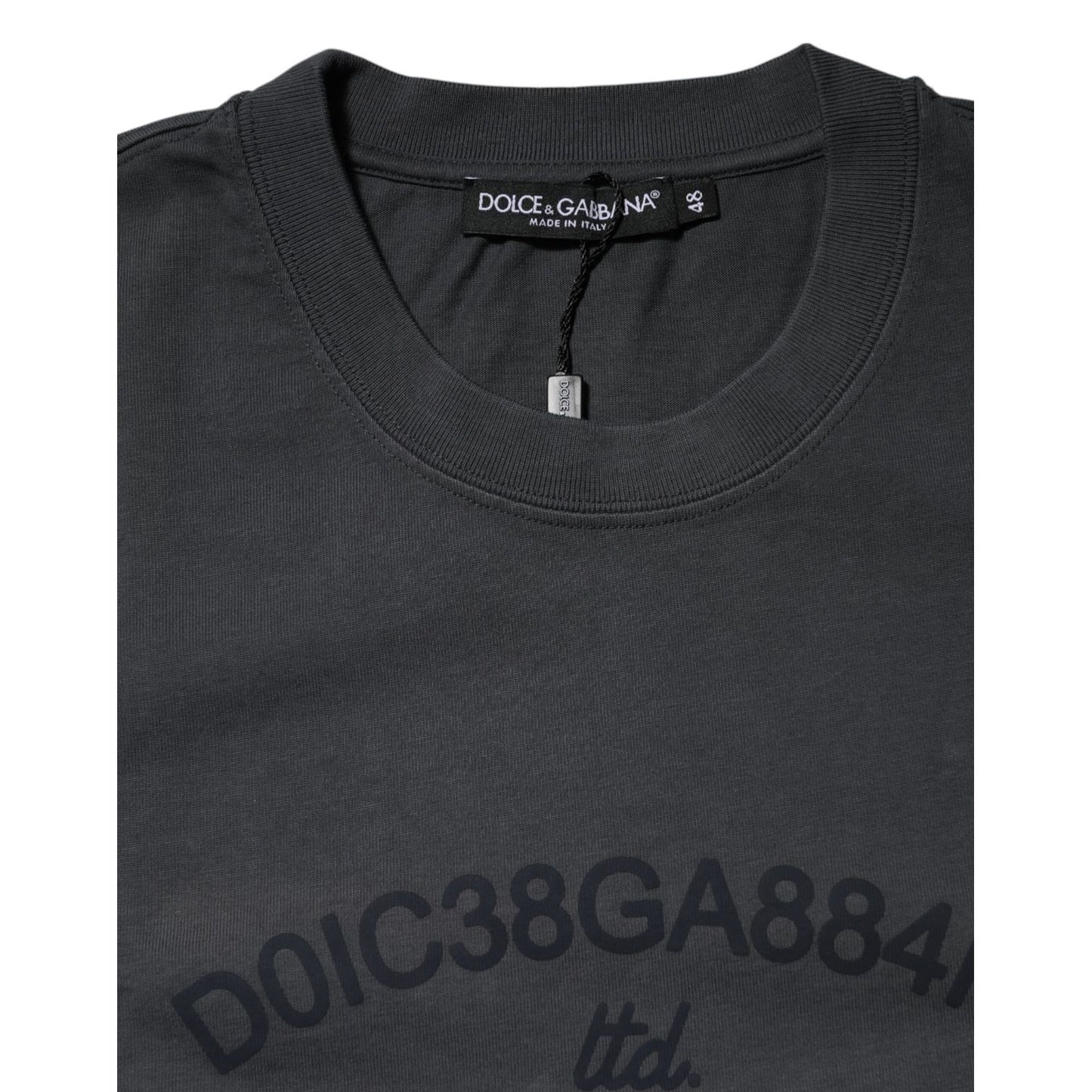 Dolce & Gabbana Gray Logo Graphic Cotton Crew Neck T-shirt