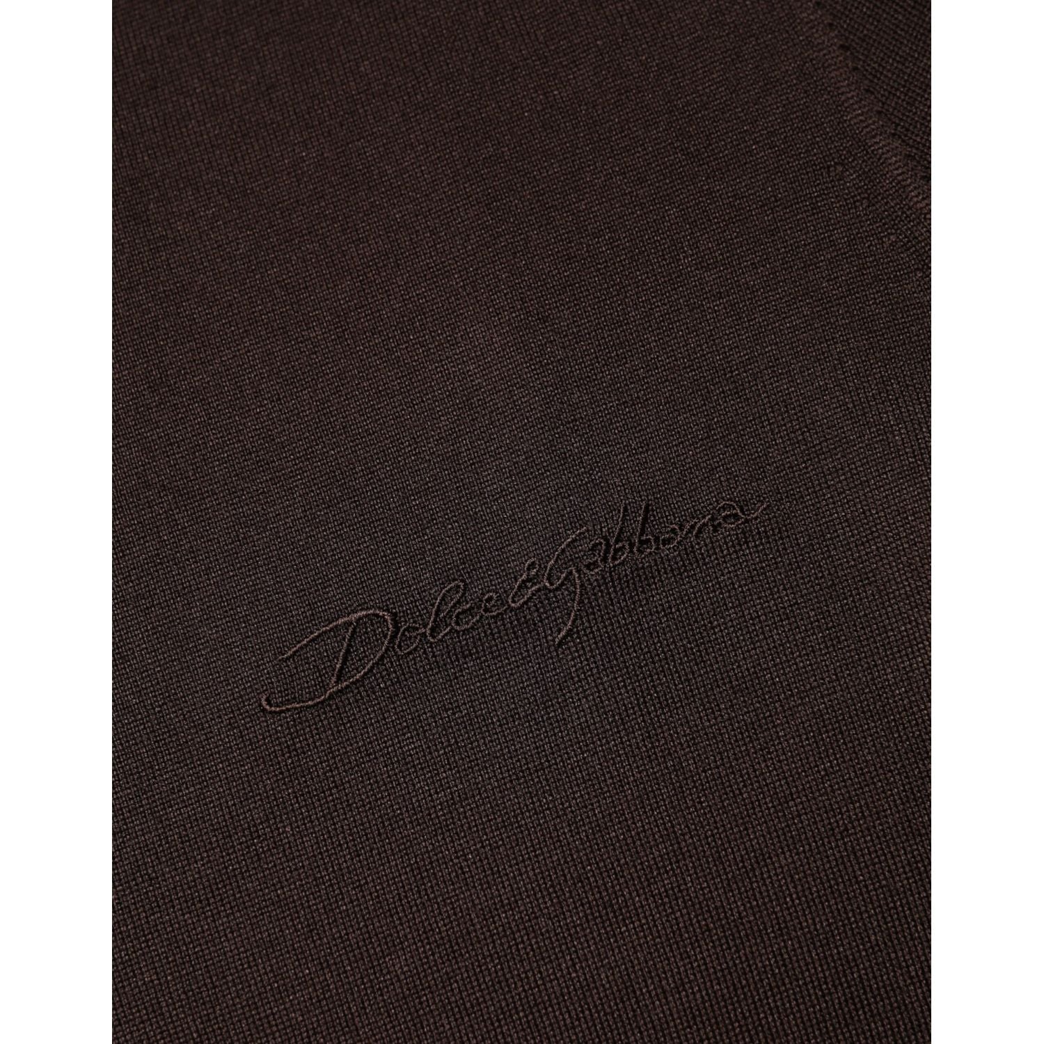 Dolce & Gabbana Brown Silk Crew Neck Short Sleeves T-shirt