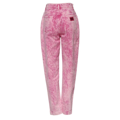 Dolce & Gabbana Pink Tie Dye High Waist Tapered Denim Jeans