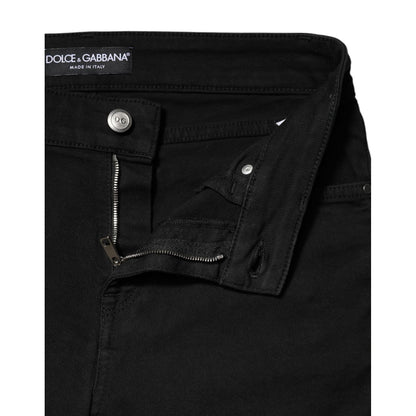 Dolce & Gabbana Black Cotton Skinny Mid Waist Denim Jeans