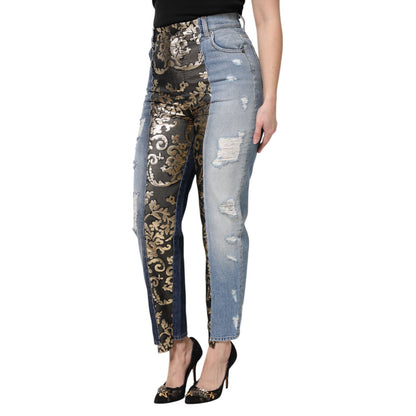 Dolce & Gabbana Multicolor Patchwork Tapered Denim Jeans