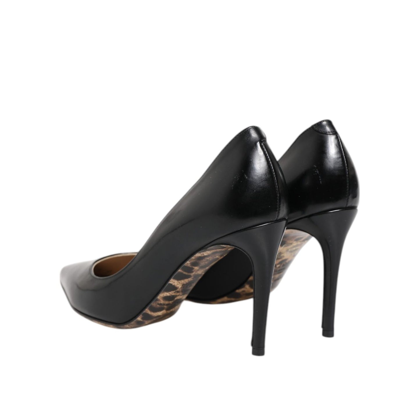 Dolce & Gabbana Black Calf Leather Stiletto Heels Pumps Shoes