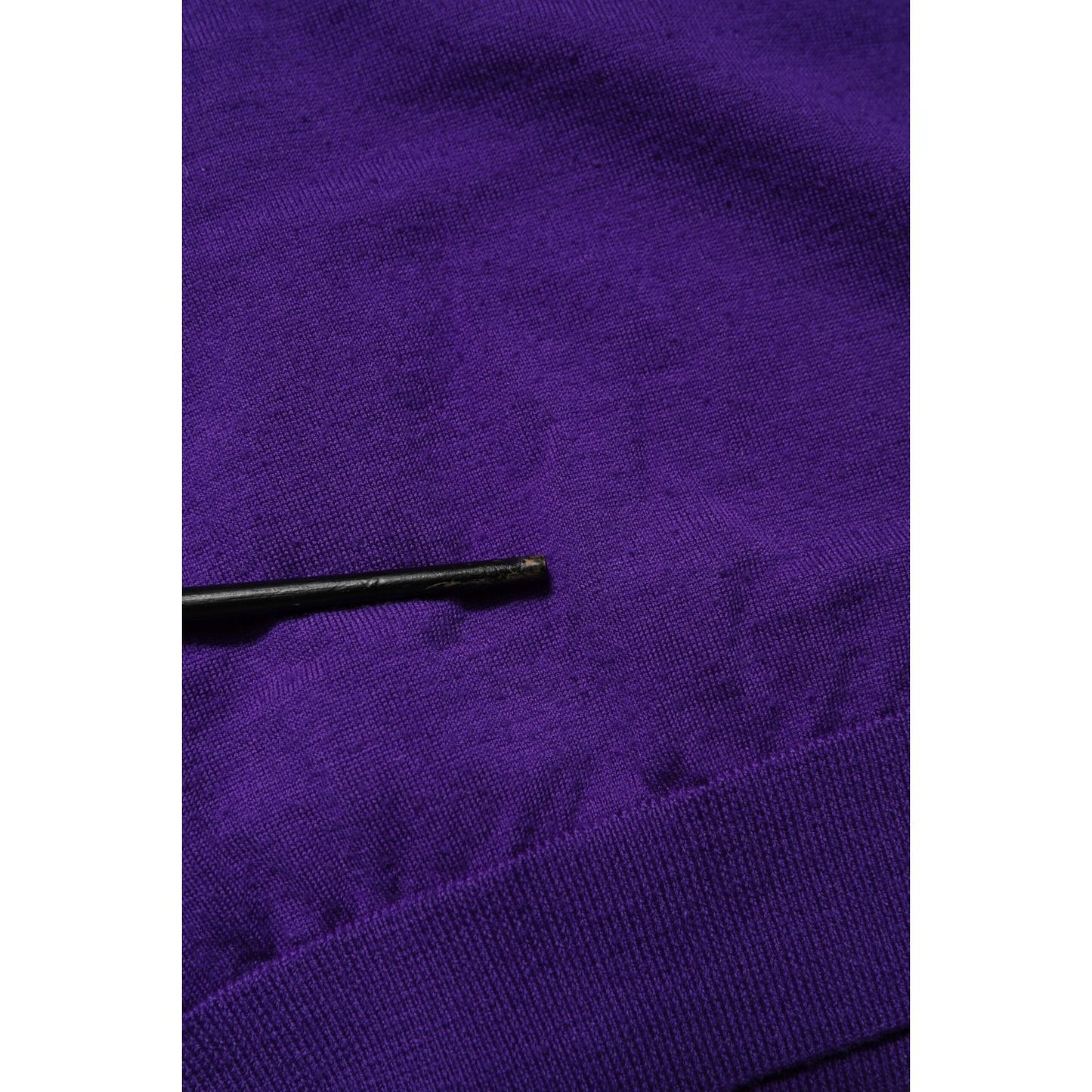 Dolce & Gabbana Purple Wool Knit V-neck Cardigan Sweater