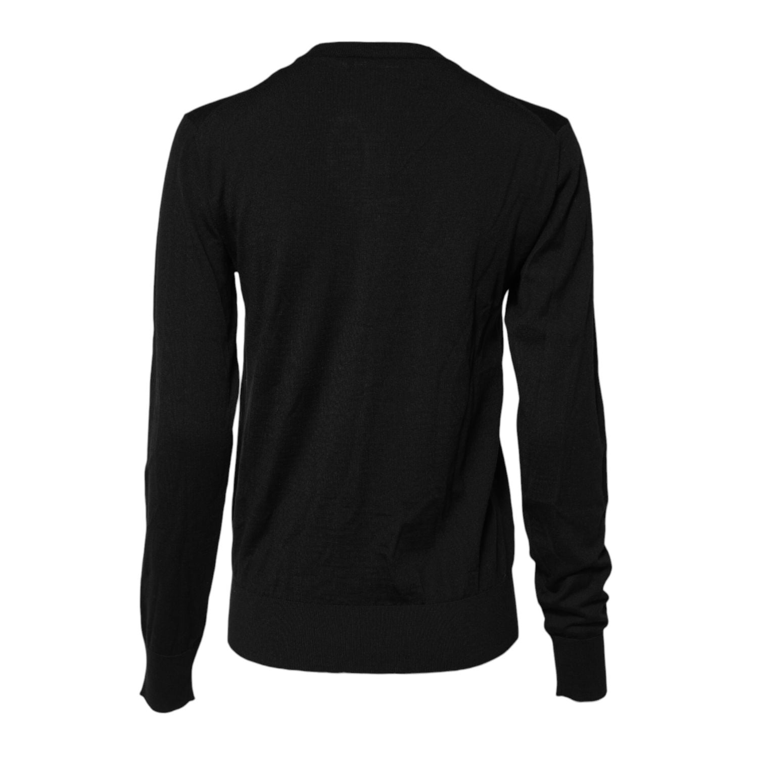 Dolce & Gabbana Black Wool Knit Round Neck Cardigan Sweater