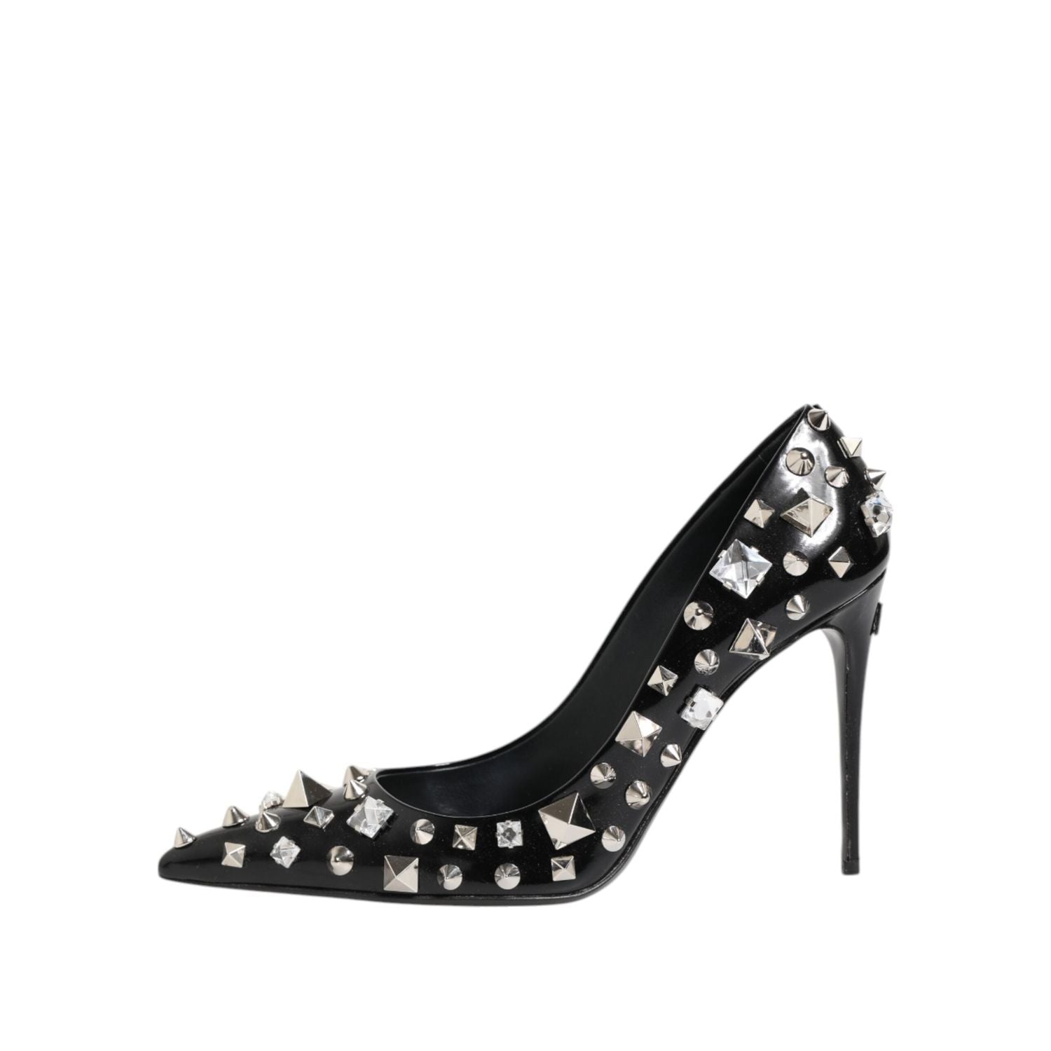 Dolce & Gabbana Black Crystals Studs Stiletto Pumps Shoes