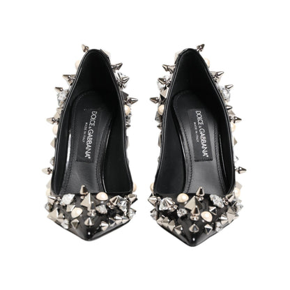 Dolce & Gabbana Black Crystals Studs Stiletto Pumps Shoes