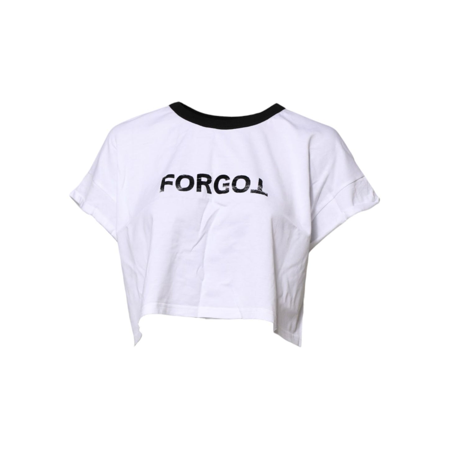 Dolce & Gabbana White Cotton Crew Neck Cropped Top T-shirt