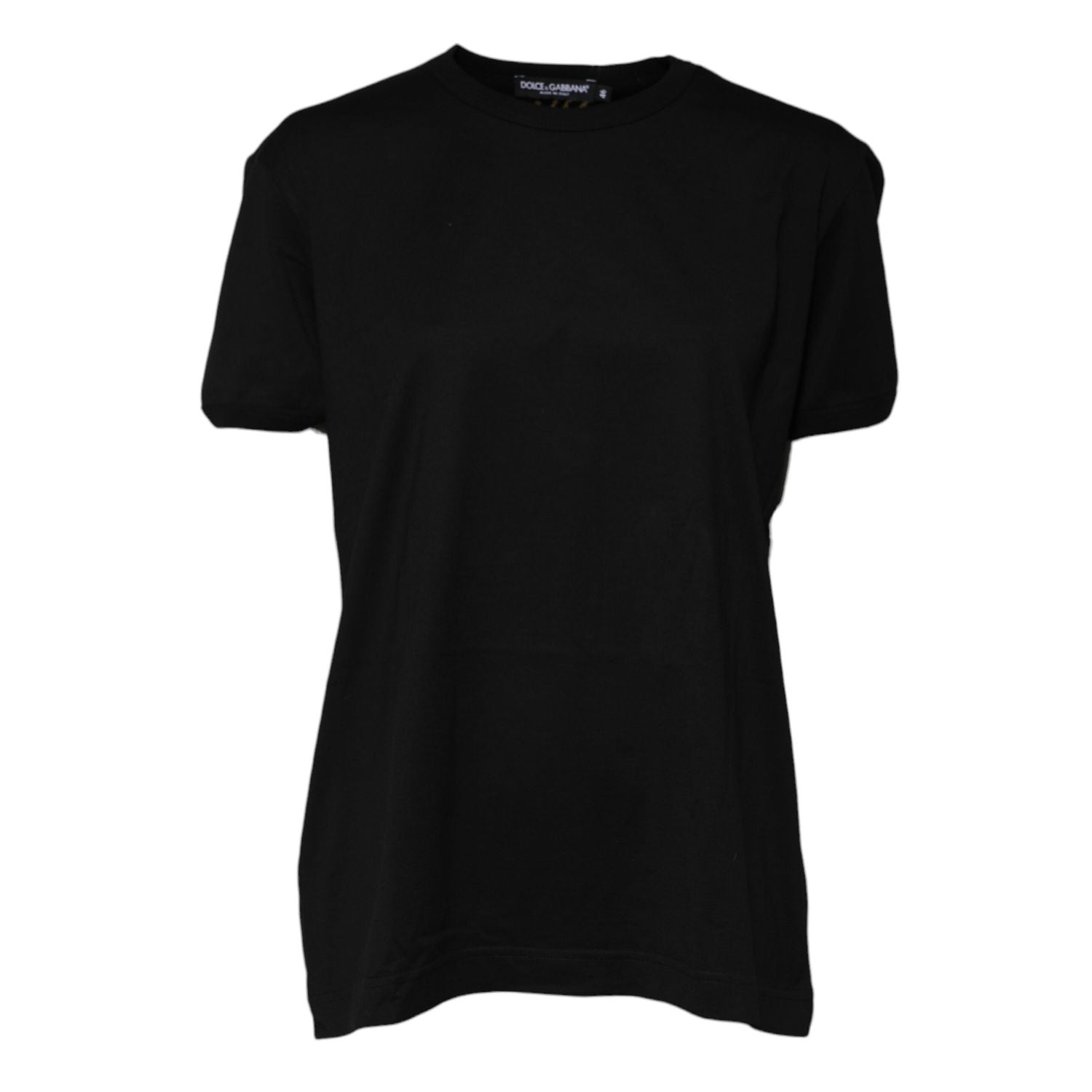 Dolce & Gabbana Black Cotton Goodluck Tee Crew Neck T-shirt