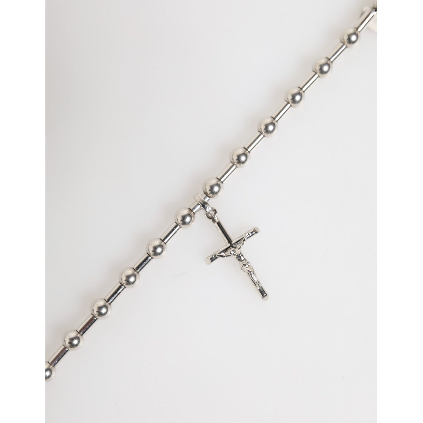 Dolce & Gabbana Silver Tone Brass Chain Religious Cross Pendant Necklace