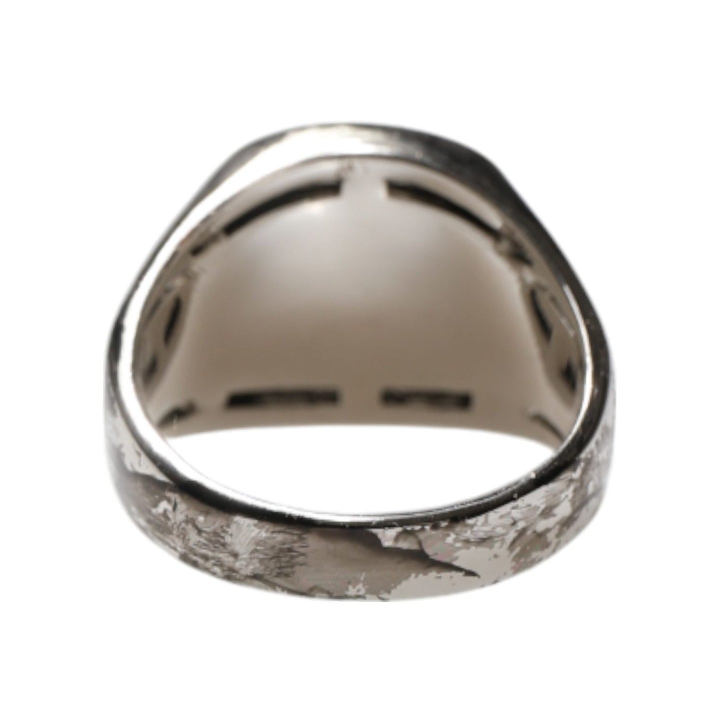 Dolce & Gabbana Silver Tone Engraved Two Color Real Brass Ring