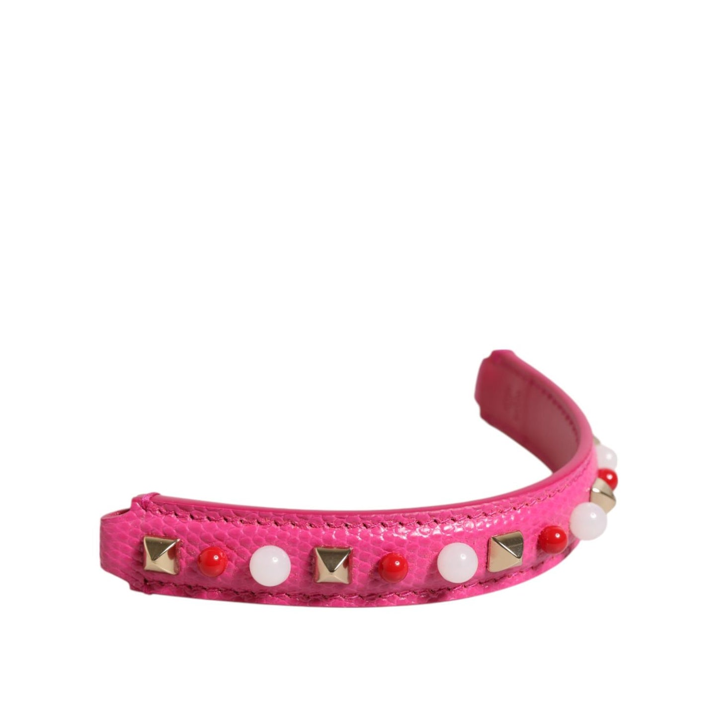 Dolce & Gabbana Pink Embellished Leather Bag Handle Women Shoulder Strap