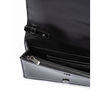Ferrari Black GT patent leather bag with chain