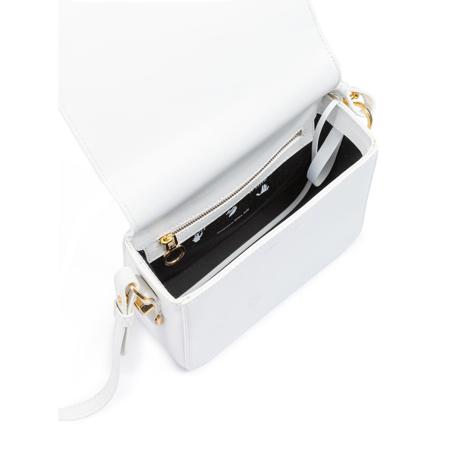 Off-White White/Gold  Metallic Stripe Crossbody Bag