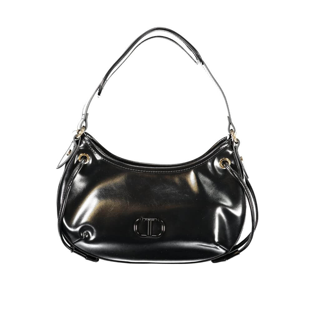 Twinset Black Polyethylene Women Handbag with sleek design and single shoulder handle for modern elegance.