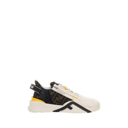 Fendi White Calf Leather Bos Taurus Athletic Sneakers