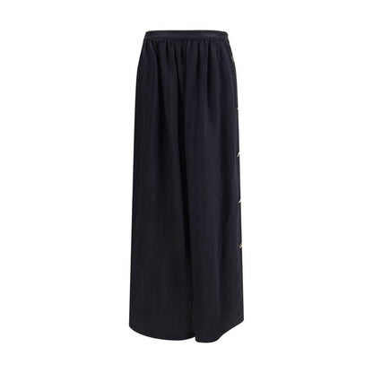 Kristina Ti Black Fleece Wool Long Skirt