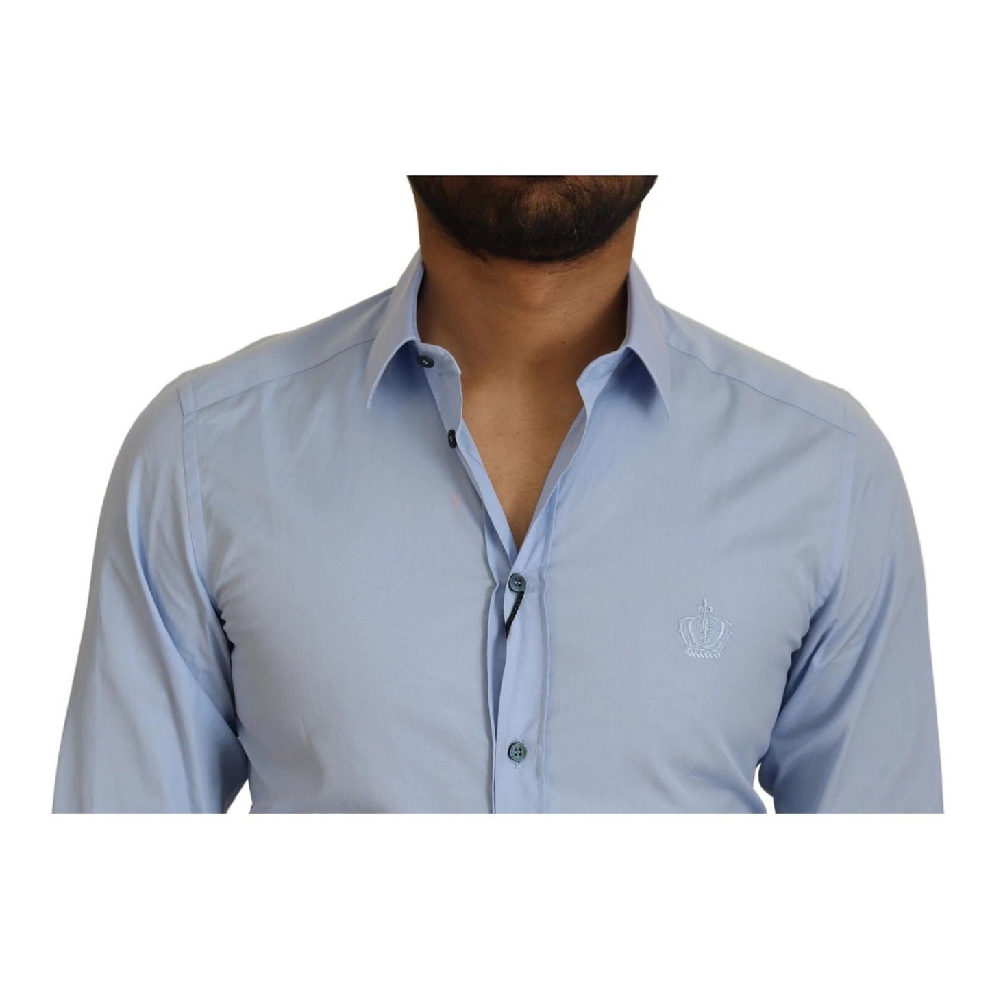 Dolce & Gabbana Light Blue Cotton Slim Fit Dress Shirt