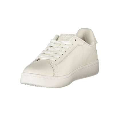 Tommy Hilfiger White Leather Women Sneaker featuring sporty luxury and customizable comfort with polyester materials.