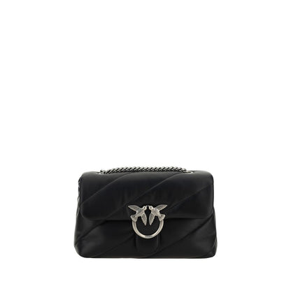 PINKO Black Calf Leather Bos Taurus Shoulder Bag