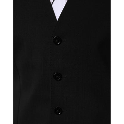 Dolce & Gabbana Black Wool Dress Formal Men Waistcoat Vest