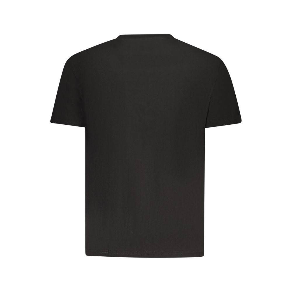 Tommy Hilfiger Black Cotton Men T-Shirt, back view showcasing short sleeves and classic crew neck design.