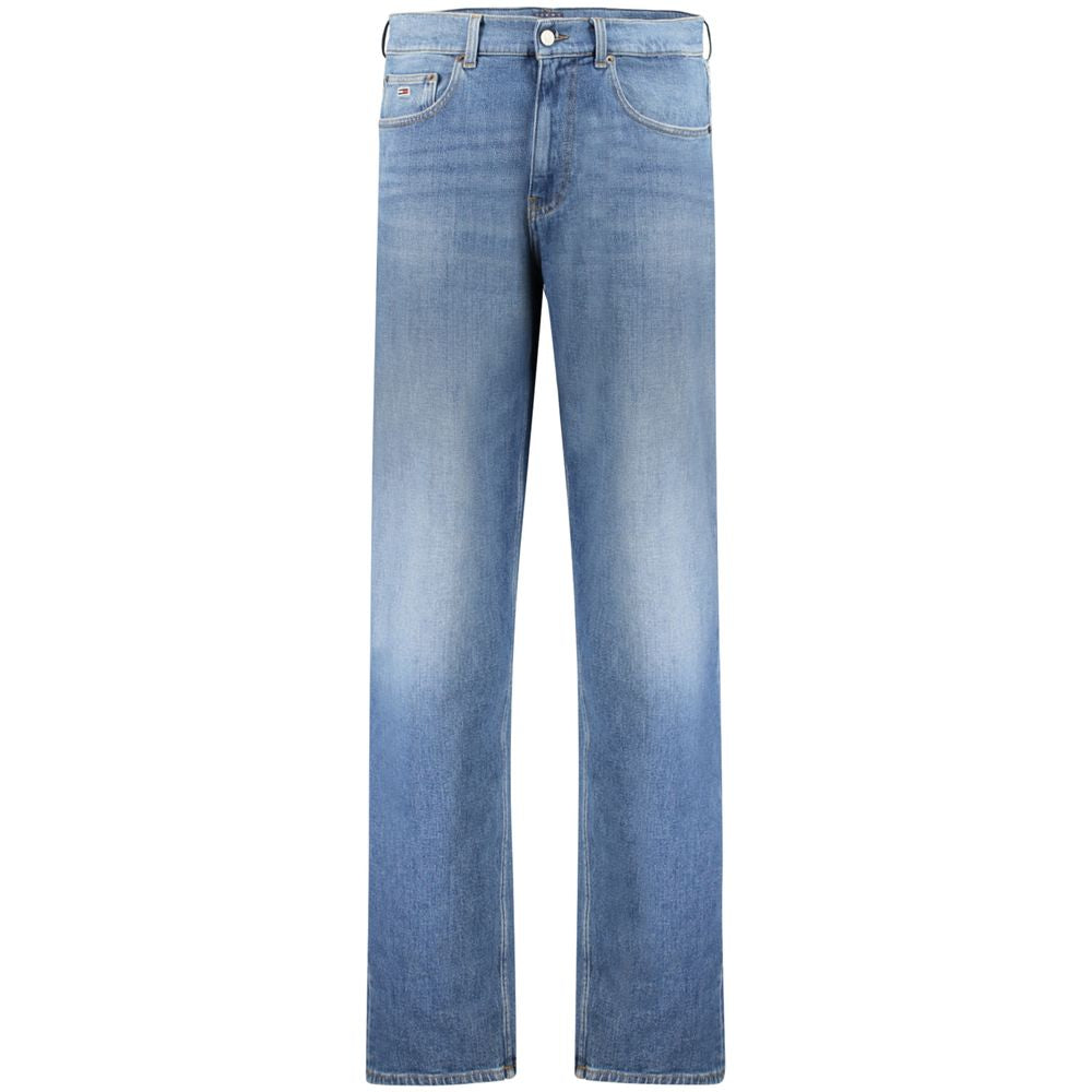 Tommy Hilfiger Blue Cotton Men Jeans with faded effect and embroidery logo detail
