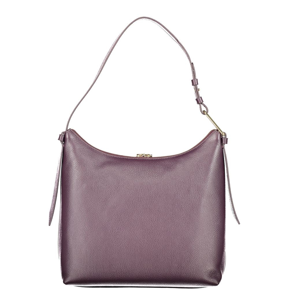Coccinelle Purple Leather Women Handbag with adjustable strap and zip closure, showcasing Italian design and craftsmanship.