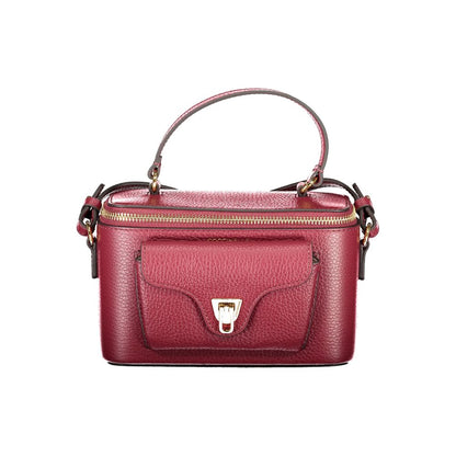 Coccinelle Purple Leather Women Handbag with chic handle and external pocket.