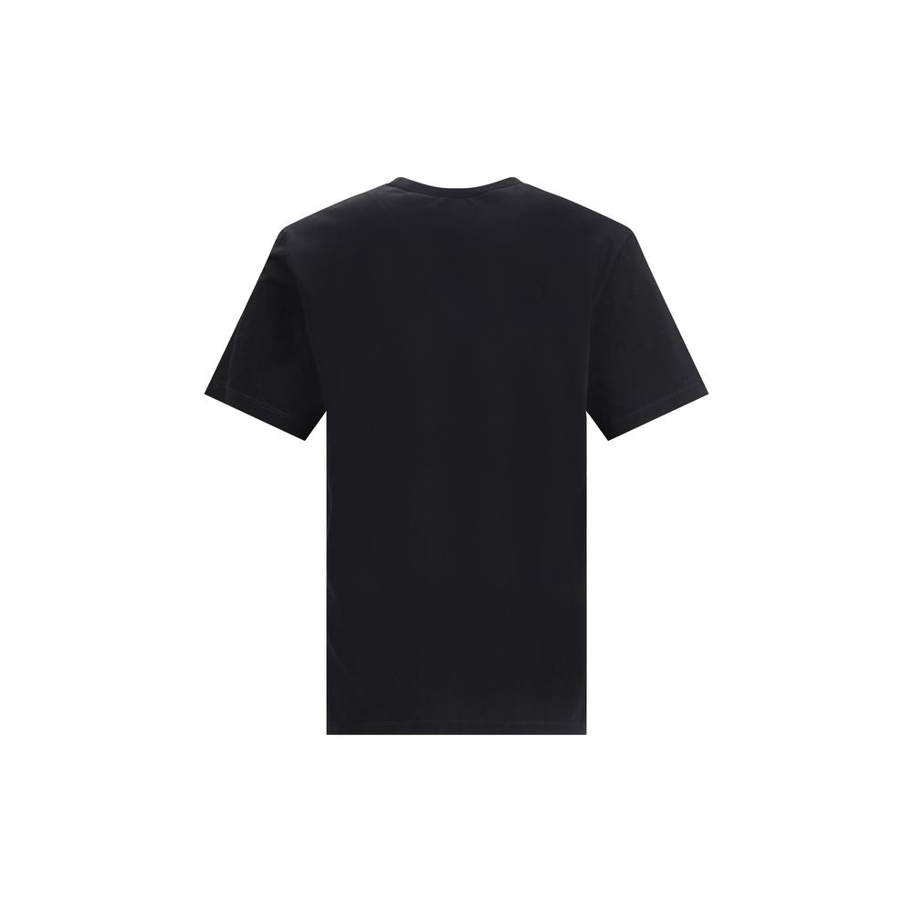 Dsquared² Black Cotton T-Shirt with ribbed crew neck and iconic monogram print, showcasing urban contemporary style.