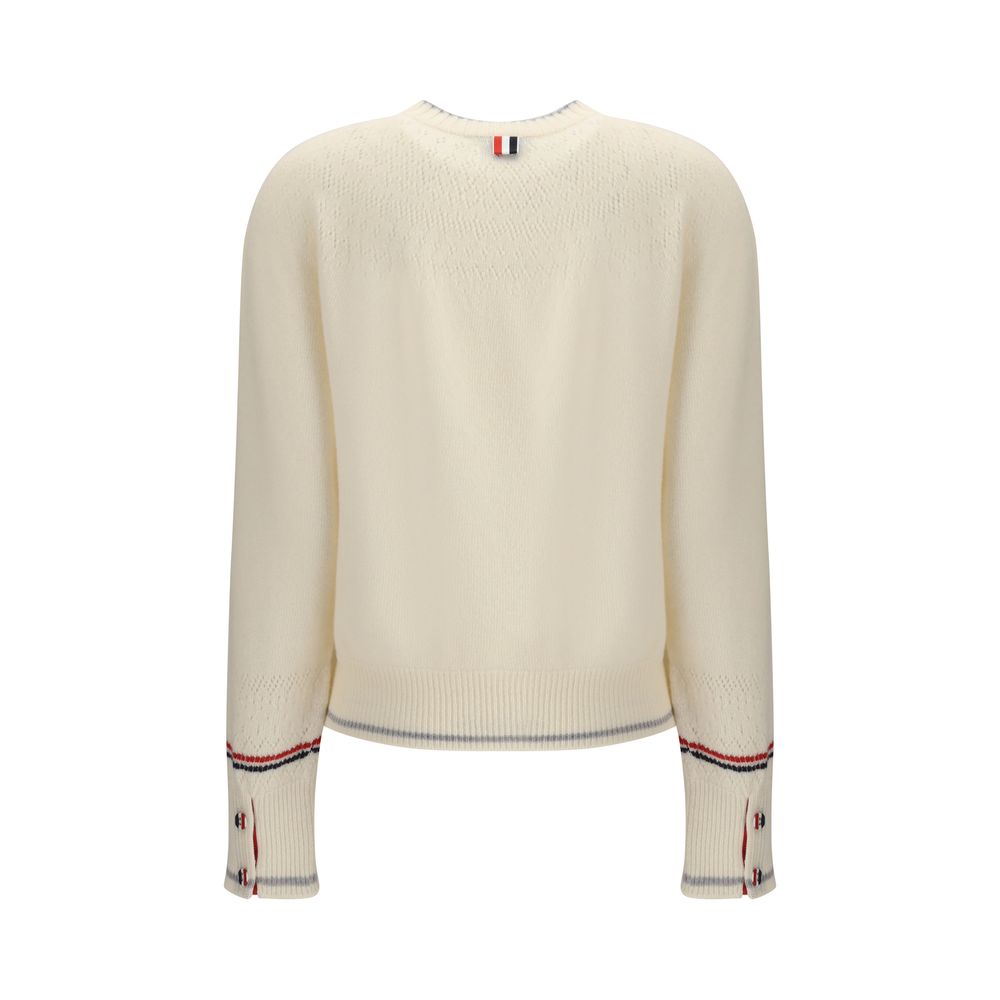 Thom Browne White Fleece Wool Sweatshirt