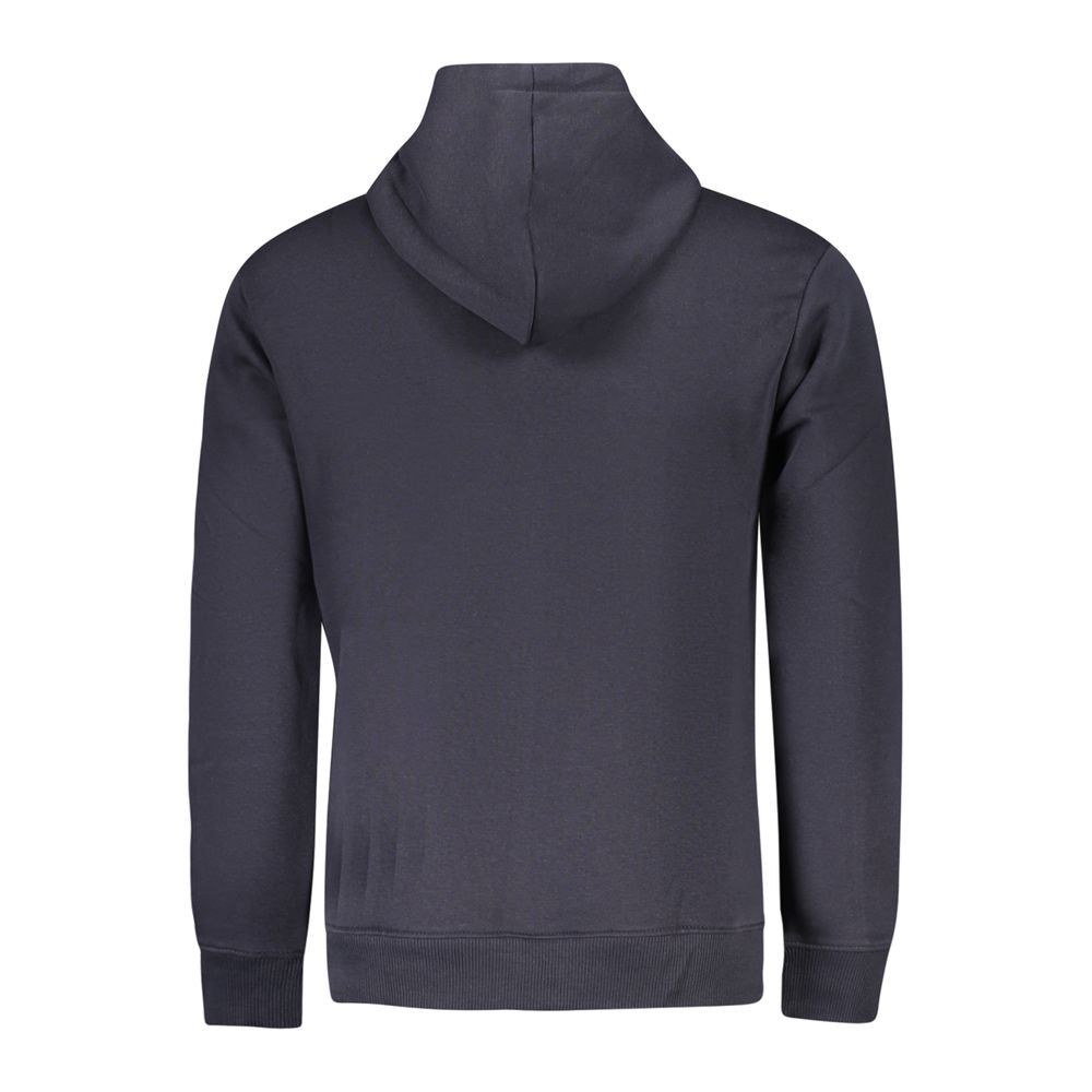 Pepe Jeans Blue Cotton Men Sweater - back view showing hood and classic fit.