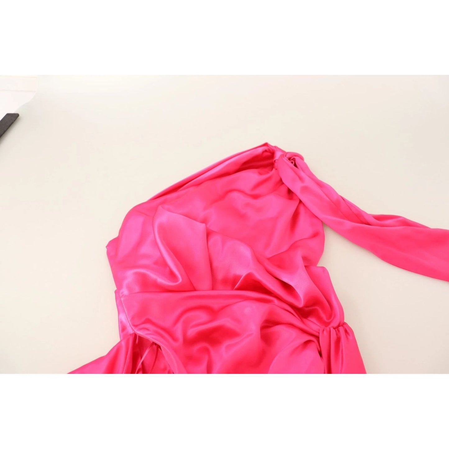 Dolce & Gabbana Pink Sheath Silk Bow Open Shoulder Dress