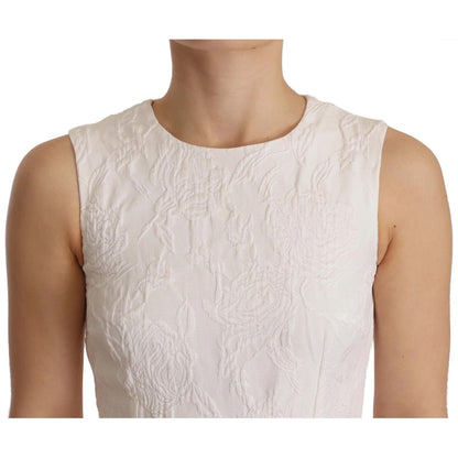 Dolce & Gabbana White Floral Sleeveless Sheath Mini Dress