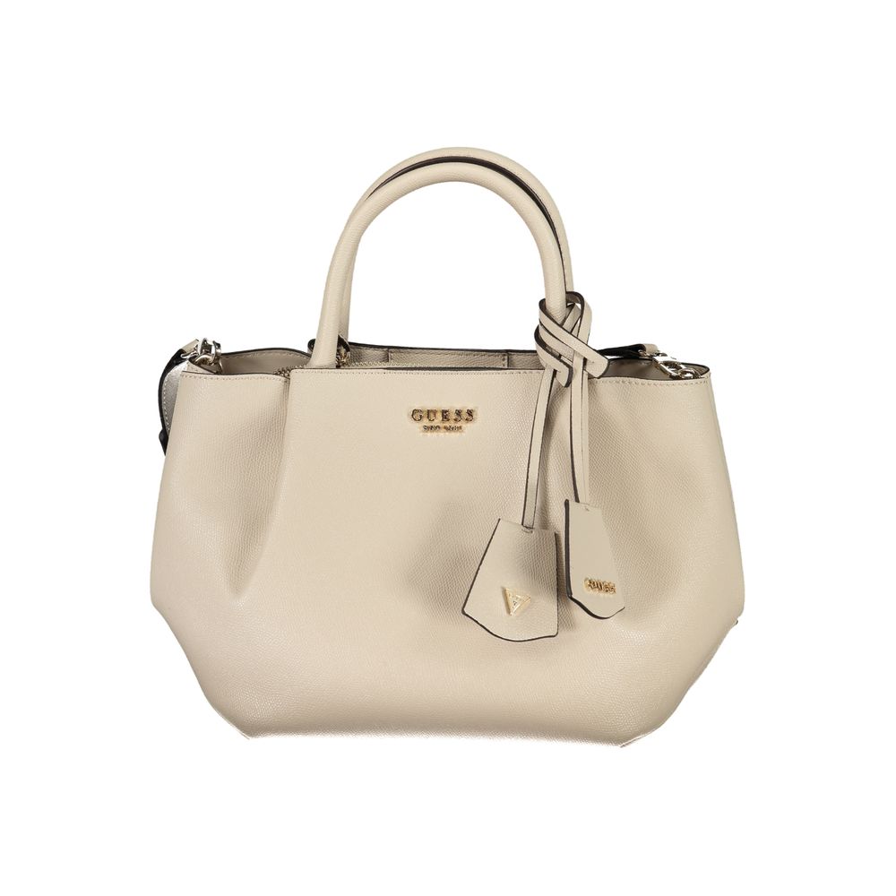 Guess Jeans Beige Polyethylene Women Handbag with elegant design and dual compartments
