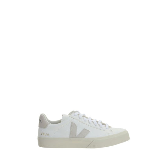 Veja White Calf Leather Bos Taurus Low Top Sneakers with V logo and rubber sole.