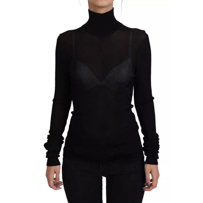 Dolce & Gabbana Black Turtleneck Slim Fit Pullover Sweater