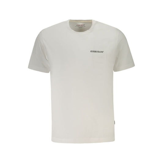 Guess Jeans White Cotton Men T-Shirt with bold logo on front, regular fit, crew neck, short sleeves.