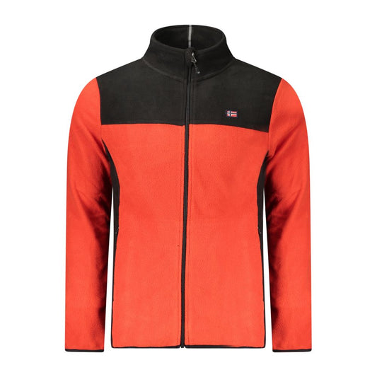 Norway 1963 Red Polyester Men Sweater with black accents and zip pockets