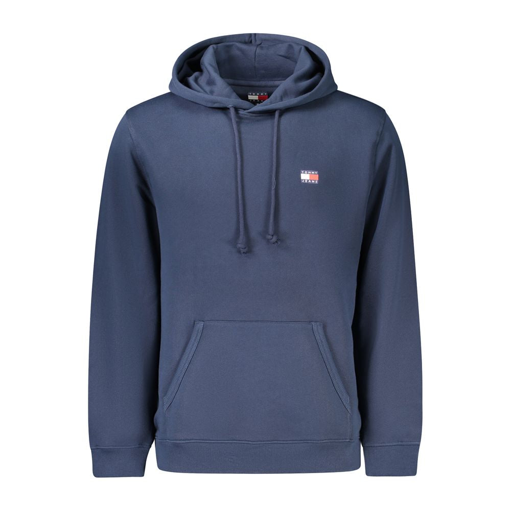 Tommy Hilfiger Blue Cotton Men Sweater with hood and logo embroidery